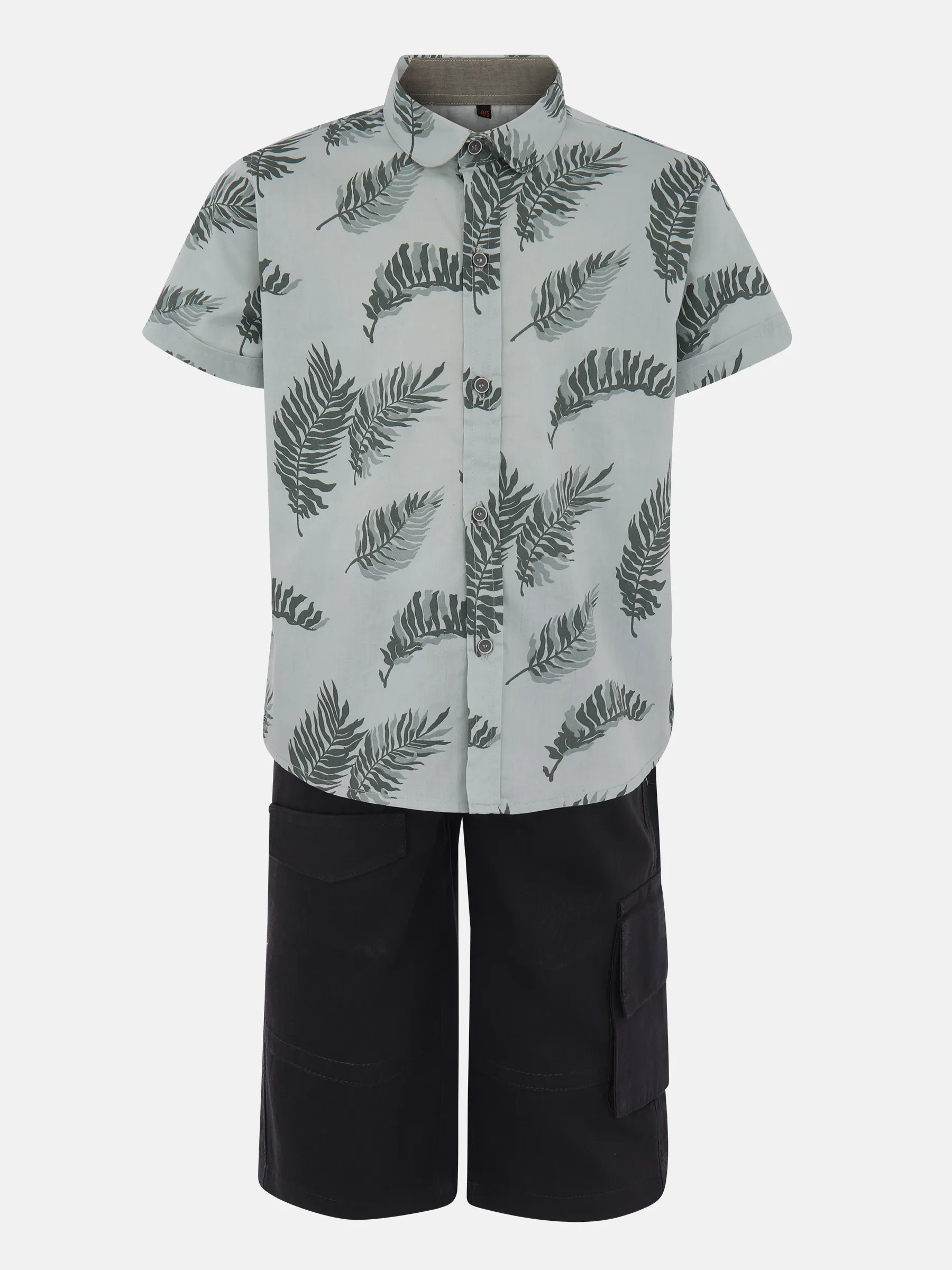 Pastel Green Printed Mixed Cotton Shirt Pant Set
